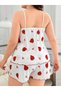 Plus Size Strawberry Pattern Cotton Shorts Pajamas Set - 4
