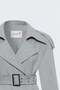 Belt Detailed Short Trench Coat - Gray - 4