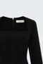 Midi Length Long Sleeve Classic Dress - Black - 3