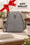 Gray Wallet Original Soft Leather Women's Backpack and Shoulder Bag