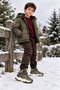 Trh-6016 Anatomical Sole Boys' Khaki Color Daily Use Winter Children's Boots