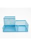 Metal File 3 Compartment Desktop Organizer Pen Holder Note Holder Set Pastel Blue - 2
