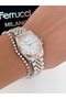 Steel Strap Roman Numeral Calendar 2 Year Warranty 3 Atm Waterproof Women's Wristwatch + Bracelet Gift - 2