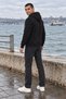 Hooded 3 Thread Full Zipper Hooded and Pocketed Winter Men's Black Sweatshirt - 8