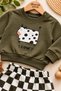 Baby Boy 2-Piece Set: Non-Embroidered Cow Print Sweatshirt and Checkerboard Patterned Sweatpants, Seasonal - 4