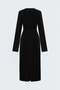 Midi Length Long Sleeve Classic Dress - Black - 4