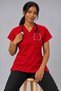(E-Flex) Red Lycra Women's Single Top Non-Ironing Nurse and Doctor Uniform Scrubs Hospital Uniform - 3