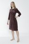 Women's Cotton Velvet Zipper Pocket Lace Long Sleeve Dress / Dusty Rose 3887 - 3
