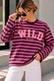 Wild Printed Striped Long Sleeve Women's Sweatshirt My3535