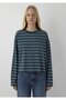 UZUN KOLLU BASIC TİŞÖRT Sea Moss Stripe - 4