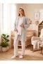 New Season Ecru Jacquard Shawl Collar Winter Easy Breastfeeding Design Long Sleeve Maternity Pajama Set 3-Piece Set - 5