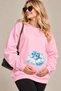 Maternity Oversize Sweatshirt with Baby Booties Printed on the Cloud – Crew Neck Casual Daily Sweatshirt