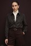 Suede Shirt with Snap Detail - Brown - 3
