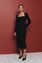 Midi Length Long Sleeve Classic Dress - Black