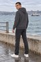 Hooded 3 Thread Full Zipper Hooded and Pocketed Winter Men's Smoked Sweatshirt - 8