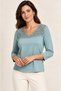 Women's V-Neck Long Sleeve Sporty Stylish Guipure Detailed Design Viscose Cotton Blouse - 7