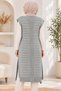 Women's V-Neck Sleeveless Knitted Patterned Double Pocket Soft Textured Relaxed Fit Stylish Casual Gray Knitwear Long Sweater Salopet - 3