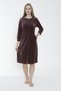 Women's Cotton Velvet Zipper Pocket Lace Long Sleeve Dress / Dusty Rose 3887 - 2