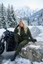 Women's Black Biker Overalls Water and Wind Resistant, Inner Lined, Adjustable Waist and Leg Opening, Zippered Winter Overalls - 5