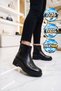 Side Elastic Zippered Rubber Sole Stylish Comfortable Black Shiny Women's Boots Pc-56116 - 3
