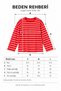 Women's Red Pink Striped Oversize Long Sleeve T-Shirt - 8