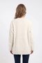 Women's White Diamond Patterned Sequin Embroidered Crew Neck Soft Textured Fuzzy Sweater - 4