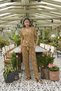Floral and Leaf Patterned Buttoned Front Top and Bottom Set