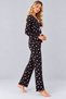 Women's Patterned Bow Detailed Buttoned Long Sleeve Camisole Pajama Set - 3