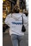 Slogan Back and Front Printed Hooded Oversize Cotton White Sweatshirt - 2