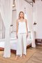 Lace and Low-Cut Satin Pajama Set - 4