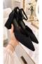 Florisen Women's Black Floral Patterned Lace Pointed Toe Ankle Buckle 7 cm Thick Heeled Evening Dress Shoes
