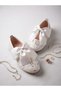 Girls' White Shiny Glittery Bow-Tie Orthopedic Non-Slip Sole Stylish Ballet Flats - 2