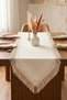 Tasseled Bohemian Runner Linen Textured Decorative Tablecloth Ecru 40 X 140 - 2
