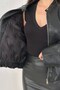Women's Vintage Style Plaid Detailed Oversize Faux Leather Jacket - 4