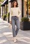 New Season Women's Silvery Shiny Hair Knitted Patterned Crew Neck Knitwear Sweater - 5