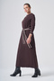 Button Detailed Belted Knitwear Rayon Dress 802 Brown - 3