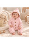 Baby Hooded Knitted Patterned Knitwear Jumpsuit with Wooden Buttons - 3