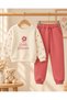 Floral Embroidered Polka Dot Girls' 2-Piece Tracksuit Set - 3