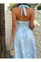 Rochie midi, albastru - 3