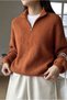 Kiremit Regular Half Fisherman Bato Collar Plain Knitwear Sweater - 4