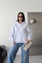 Women's Gray Oversized Hooded Sweatshirt with Stone Star Detail Nbg141 - 4