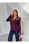 Chiffon Flounce Collar Gold Button Openwork Knitwear Cardigan 1108 -