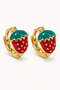 Non-Tarnishable Stainless Steel Cherry Strawberry Panda Figured Zircon Stone Earrings for Young People and Children – Stylish Gold Earrings - 3