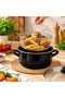 Nostalji Enamel Black Frying Pan 26 cm Width 13 cm Depth with Peeler and Slicer as a Gift - 2