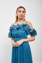 Indigo ruffled chiffon evening dress with flywheel and straps - 6