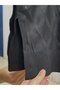 Sabinur Baklava Pattern Mini Gold Buttoned Cardigan-Sy3290 Black - 6