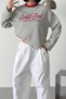 Women's Striped Oversized Printed Crew Neck Long Sleeve Sweatshirt Nbg142 - 2