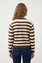 Women's Striped Pearl Button Detailed Crew Neck Knitwear Cardigan - 4