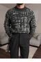 Men's Abstract Patterned Crew Neck Knit Sweater