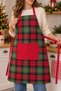 Christmas Themed Plaid Kitchen Apron |   Red Pocket with Adjustable Neck Strap |   66 X 80 cm - 2